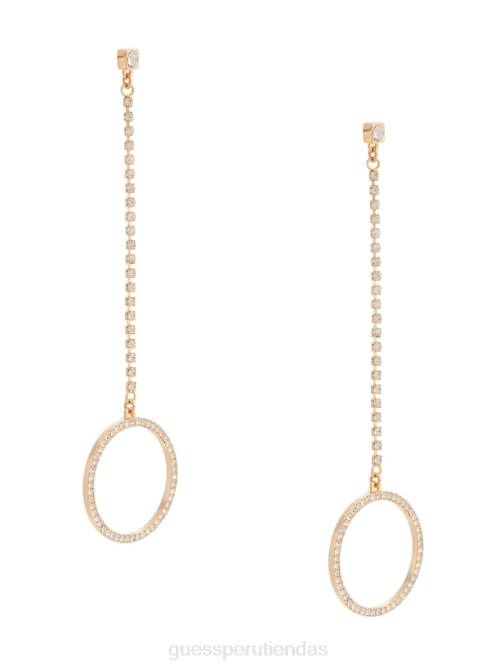 GUESS aretes lineales circulares con pavé de diamantes de imitación mujer 0P8X3918 oro accesorio