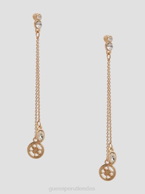 GUESS aretes lineales con cristales y logo mujer 0P8X3831 oro accesorio