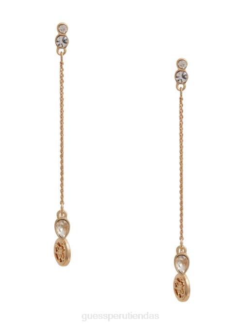 GUESS aretes lineales con cristales y logo mujer 0P8X3831 oro accesorio