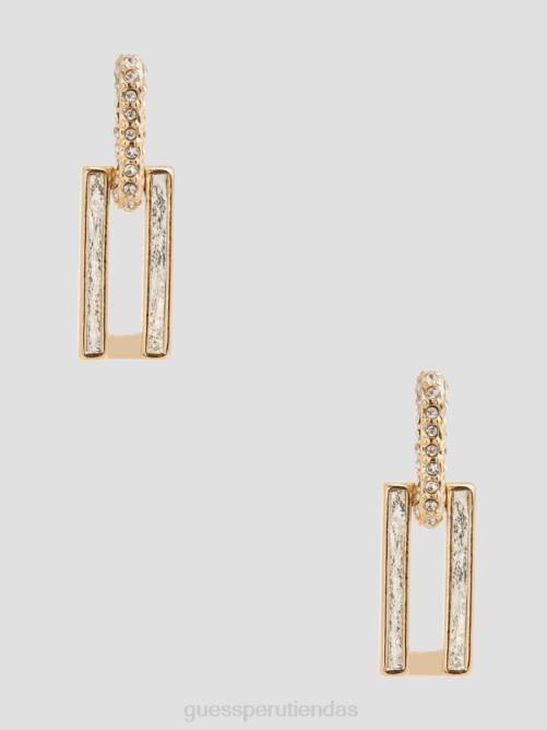 GUESS aretes metálicos con pavé cuadrado mujer 0P8X3894 oro accesorio