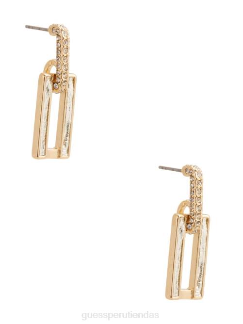 GUESS aretes metálicos con pavé cuadrado mujer 0P8X3894 oro accesorio