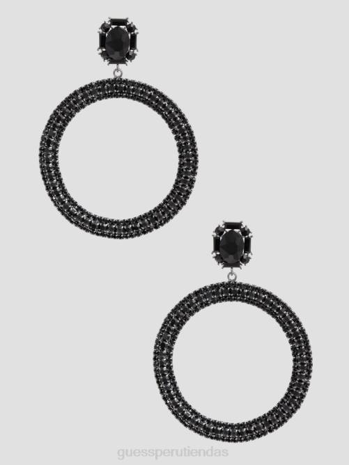 GUESS pendientes de aro llamativos con diamantes de imitación mujer 0P8X3910 piel de serpiente negra accesorio