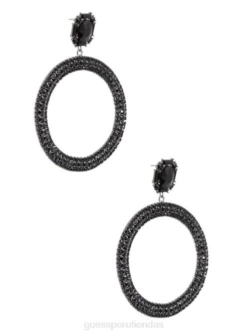 GUESS pendientes de aro llamativos con diamantes de imitación mujer 0P8X3910 piel de serpiente negra accesorio