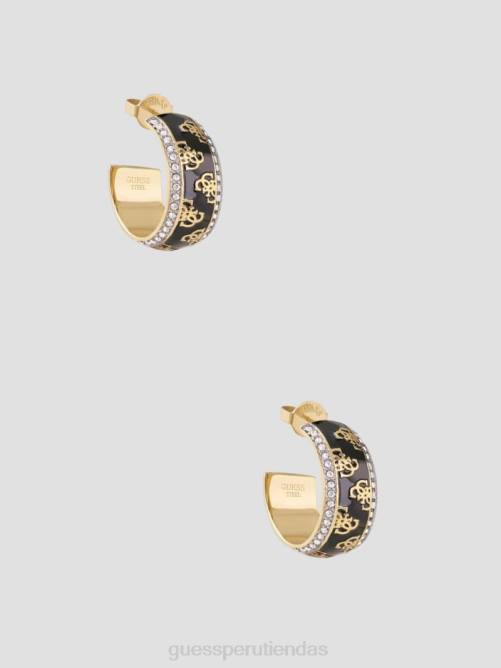 GUESS pendientes de aro quattro g mujer 0P8X3855 oro amarillo/negro accesorio