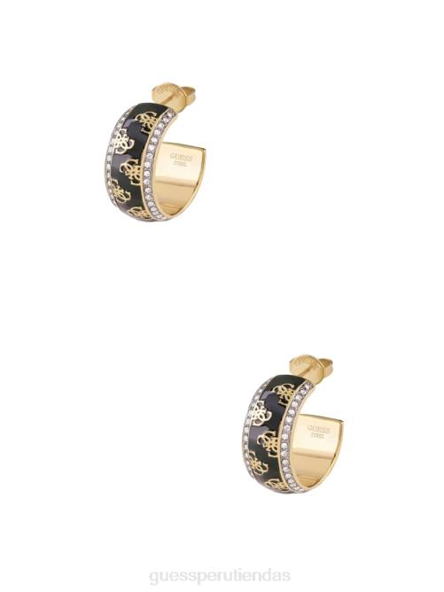 GUESS pendientes de aro quattro g mujer 0P8X3855 oro amarillo/negro accesorio