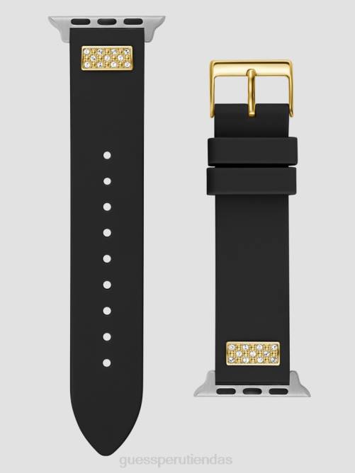 GUESS Correa de silicona con diamantes de imitación de 38-40 mm para Apple Watch mujer 0P8X3580 piel de serpiente negra accesorio