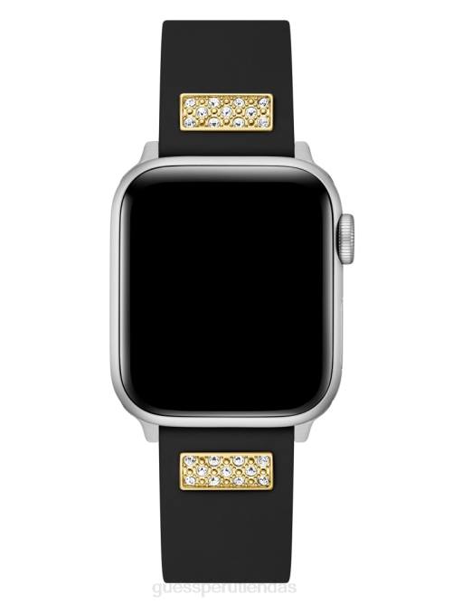 GUESS Correa de silicona con diamantes de imitación de 38-40 mm para Apple Watch mujer 0P8X3580 piel de serpiente negra accesorio