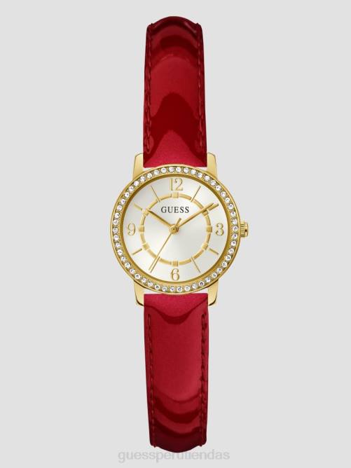 GUESS Reloj analógico de cristal y cuero rojo. mujer 0P8X3634 oro accesorio
