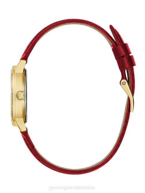 GUESS Reloj analógico de cristal y cuero rojo. mujer 0P8X3634 oro accesorio