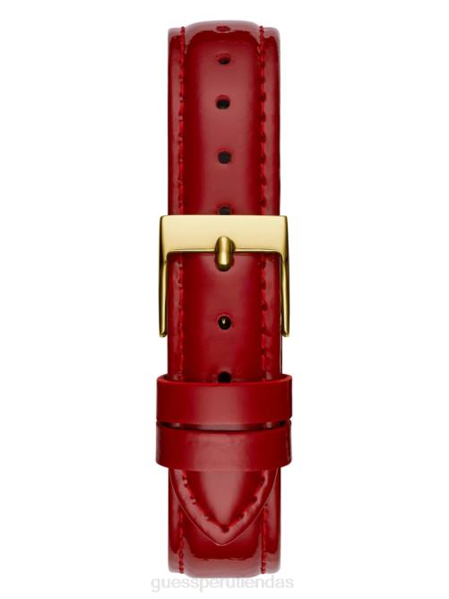 GUESS Reloj analógico de cristal y cuero rojo. mujer 0P8X3634 oro accesorio