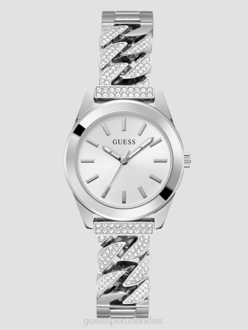 GUESS reloj analógico con cadena de cristal mujer 0P8X3577 plata accesorio