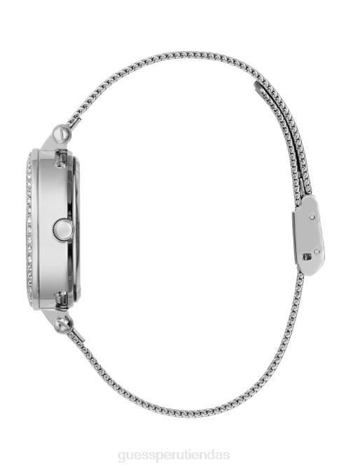 GUESS reloj analógico de malla brillante mujer 0P8X3596 plata y rosa accesorio