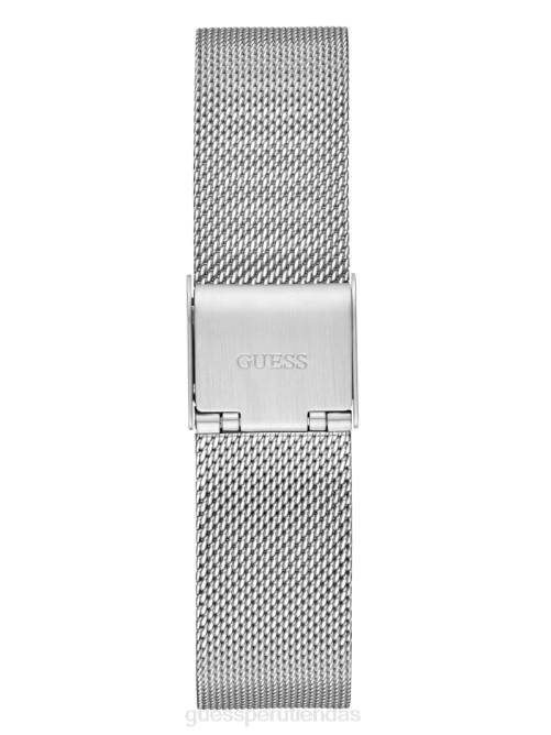 GUESS reloj analógico de malla brillante mujer 0P8X3596 plata y rosa accesorio