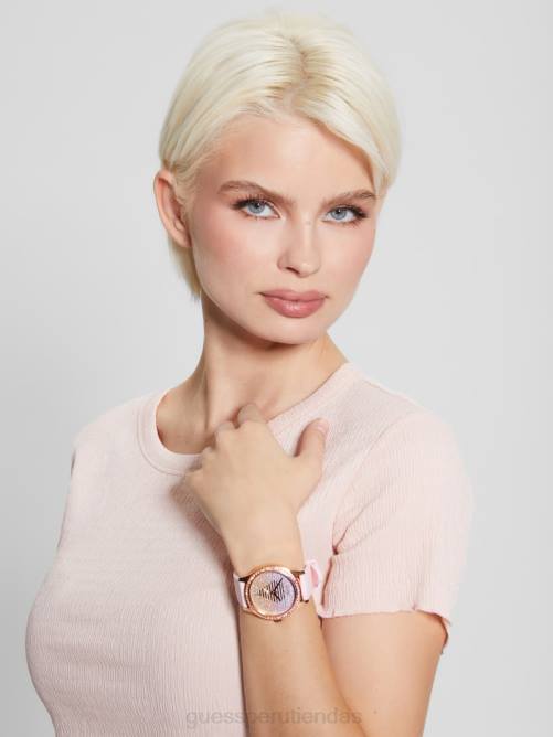 GUESS reloj analógico de silicona con logo transparente y purpurina mujer 0P8X3636 oro rosa accesorio