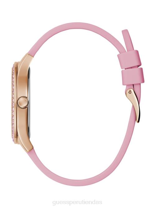 GUESS reloj analógico de silicona con logo transparente y purpurina mujer 0P8X3636 oro rosa accesorio