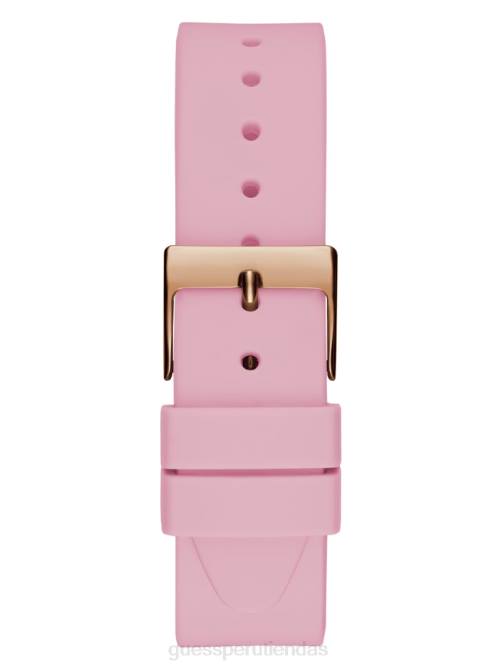 GUESS reloj analógico de silicona con logo transparente y purpurina mujer 0P8X3636 oro rosa accesorio