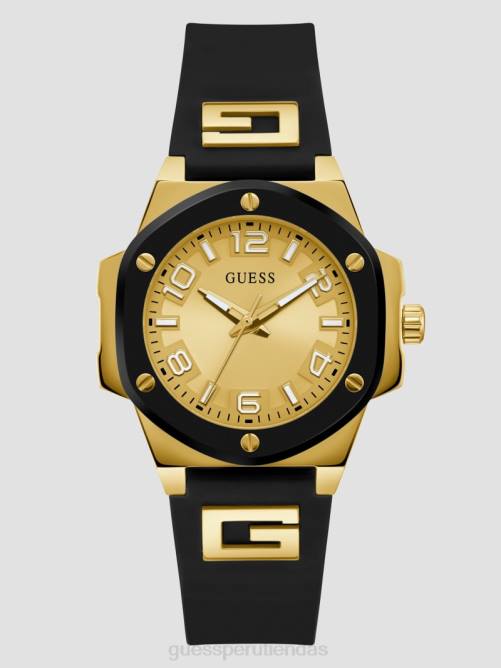 GUESS reloj analógico de silicona mujer 0P8X3561 tono dorado y negro accesorio