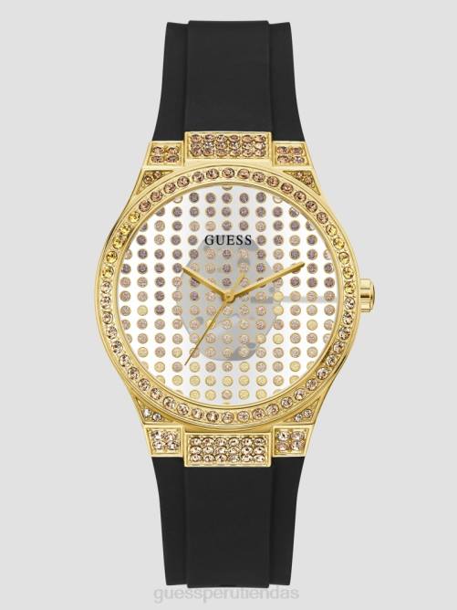 GUESS reloj analógico de silicona transparente mujer 0P8X3600 tono dorado y negro accesorio