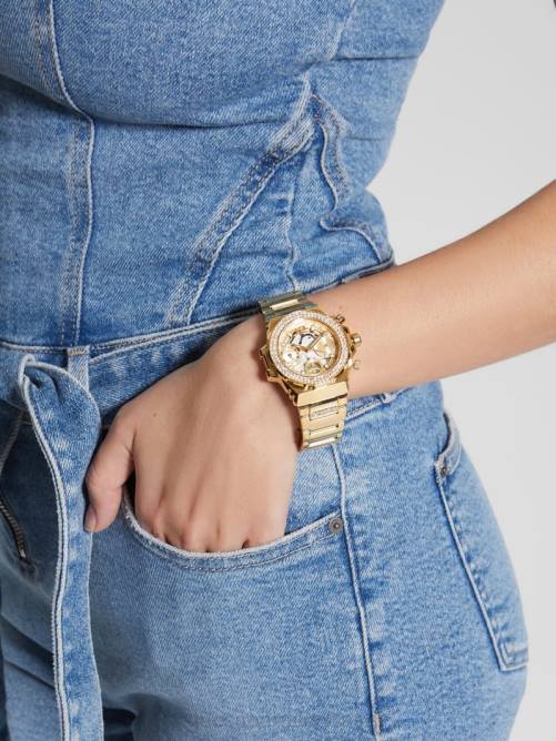 GUESS reloj multifunción con corte de cristal mujer 0P8X3611 oro accesorio