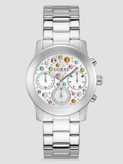 GUESS reloj multifunción de cristal de color mujer 0P8X3549 plata accesorio