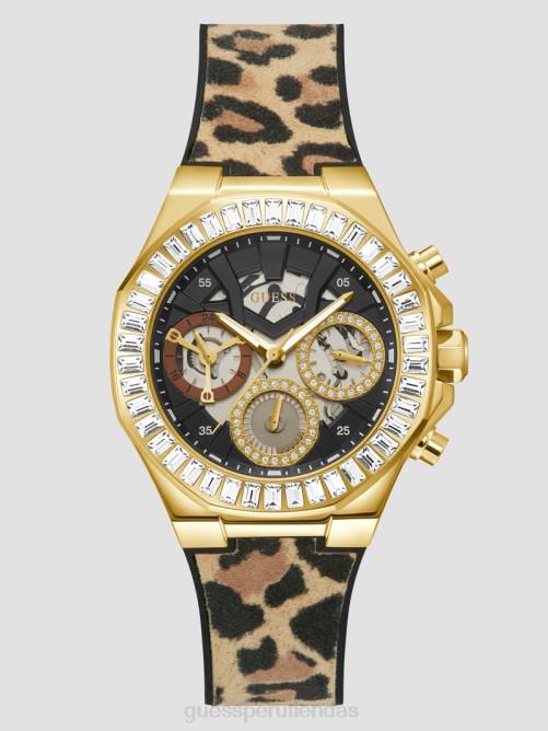 GUESS reloj multifunción de silicona con estampado animal mujer 0P8X3624 oro accesorio