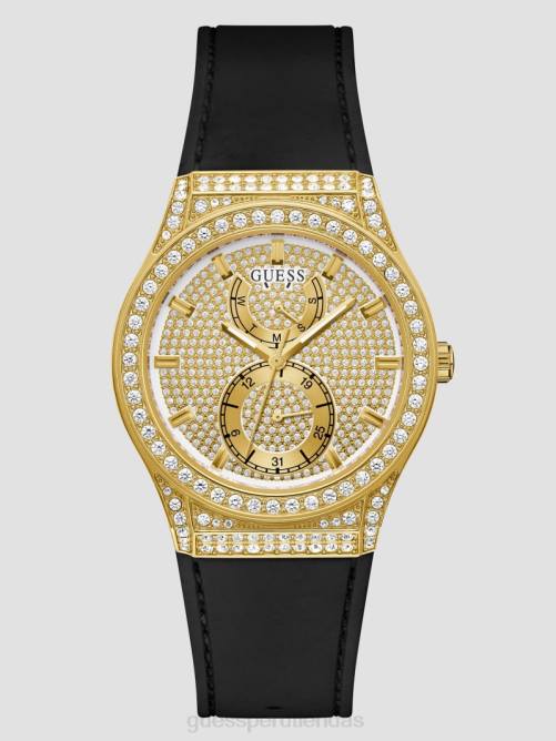 GUESS reloj multifunción de silicona cristal mujer 0P8X3637 tono dorado y negro accesorio