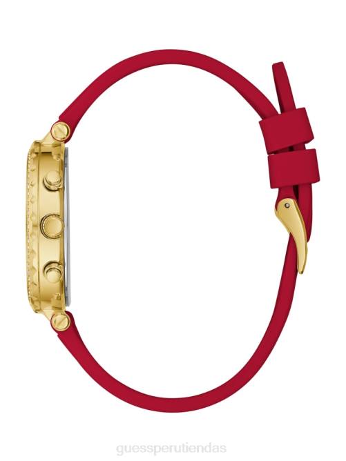GUESS reloj multifunción de silicona rojo mujer 0P8X3648 oro accesorio