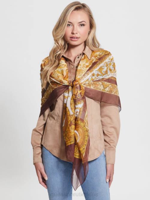 GUESS bufanda de seda transparente eryn mujer 0P8X3790 marrón accesorio