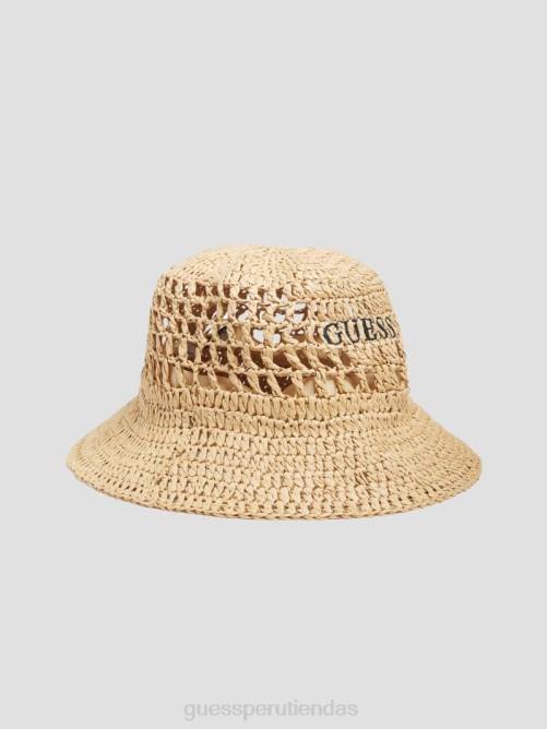 GUESS sombrero de pescador de paja espejismo mujer 0P8X3782 blanco accesorio