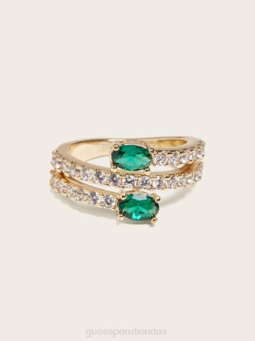 GUESS Anillo envolvente con esmeralda bañado en oro de 14k mujer 0P8X3859 oro plateado accesorio