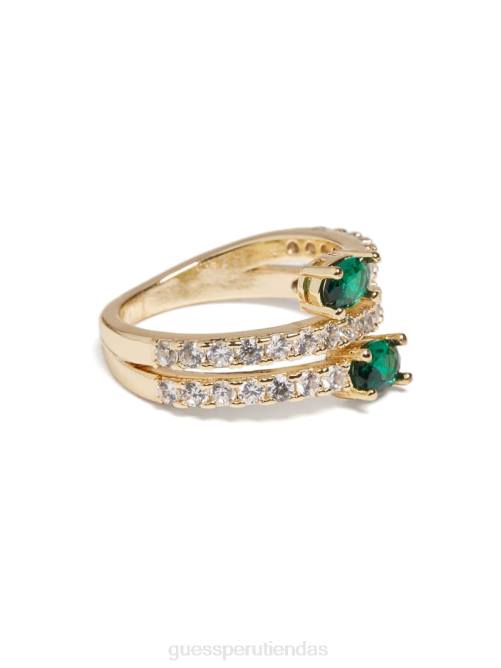 GUESS Anillo envolvente con esmeralda bañado en oro de 14k mujer 0P8X3859 oro plateado accesorio