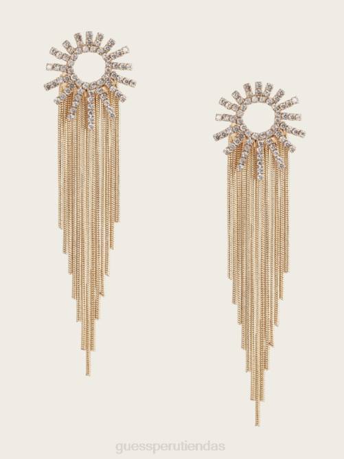 GUESS Arete con flecos en forma de rayos de sol chapado en oro de 14k mujer 0P8X3904 oro plateado accesorio