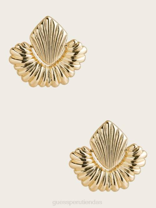 GUESS Arete de aldaba texturizado chapado en oro de 14k mujer 0P8X3932 oro plateado accesorio