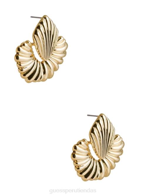 GUESS Arete de aldaba texturizado chapado en oro de 14k mujer 0P8X3932 oro plateado accesorio