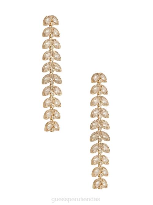 GUESS Arete de hoja de cristal chapado en oro de 14k mujer 0P8X3879 oro plateado accesorio