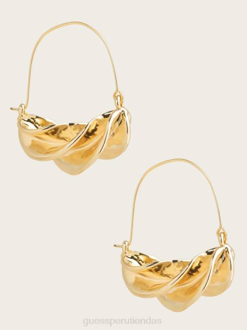 GUESS Arete tipo argolla con baño de oro de 14k mujer 0P8X3916 oro plateado accesorio