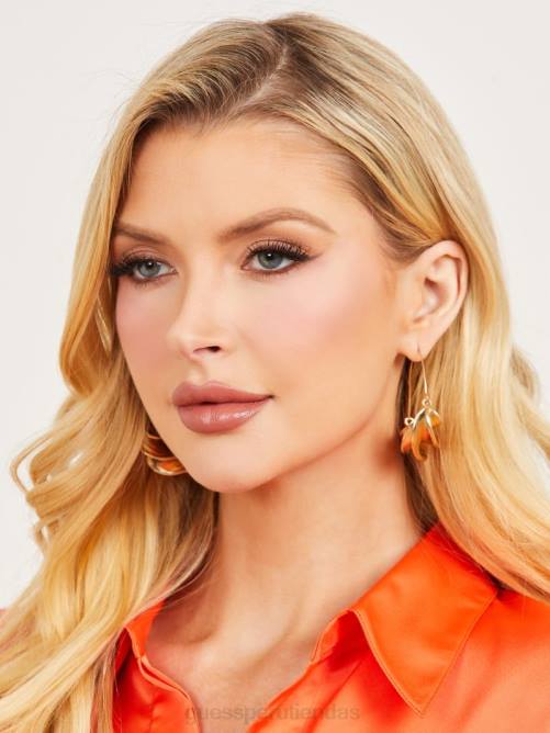 GUESS Arete tipo argolla con baño de oro de 14k mujer 0P8X3916 oro plateado accesorio