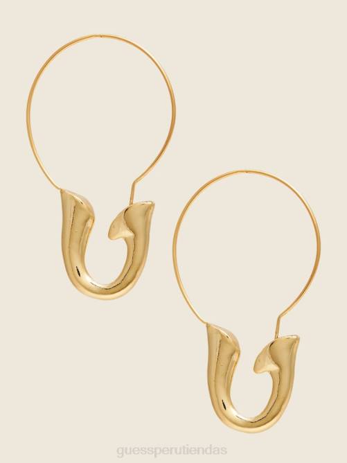 GUESS Arete tipo argolla con gancho chapado en oro de 14k mujer 0P8X3868 oro plateado accesorio