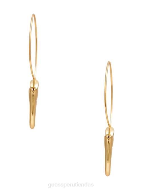 GUESS Arete tipo argolla con gancho chapado en oro de 14k mujer 0P8X3868 oro plateado accesorio