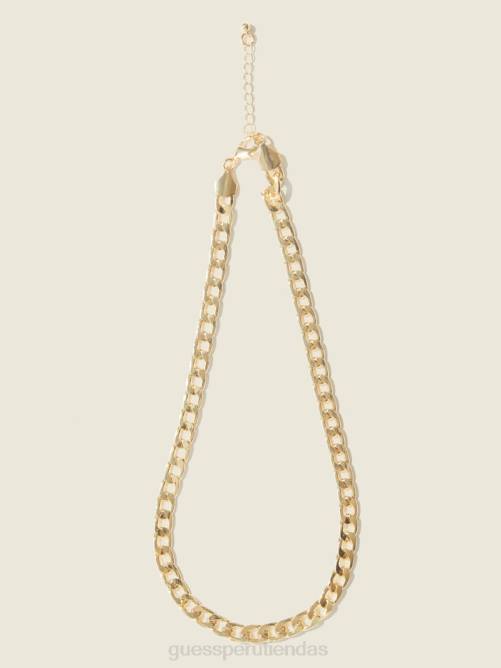GUESS Collar de cadena barbada chapado en oro de 14k mujer 0P8X3858 oro plateado accesorio