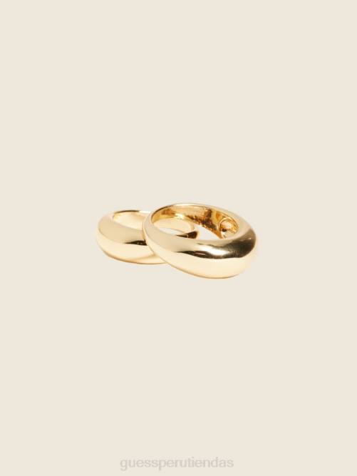 GUESS Juego de anillos tipo cúpula bañados en oro de 14k mujer 0P8X3927 oro plateado accesorio