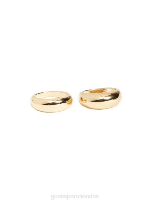 GUESS Juego de anillos tipo cúpula bañados en oro de 14k mujer 0P8X3927 oro plateado accesorio