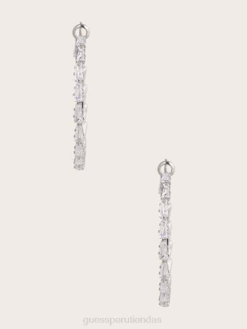 GUESS Pendiente de aro grande con cristal chapado en rodio mujer 0P8X3931 oro plateado accesorio