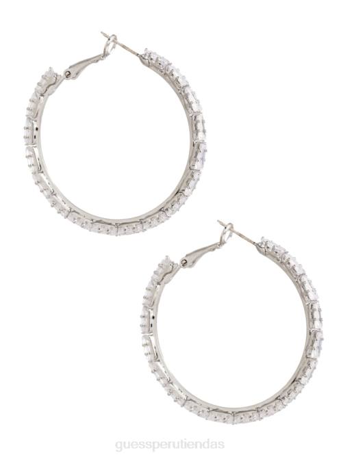 GUESS Pendiente de aro grande con cristal chapado en rodio mujer 0P8X3931 oro plateado accesorio