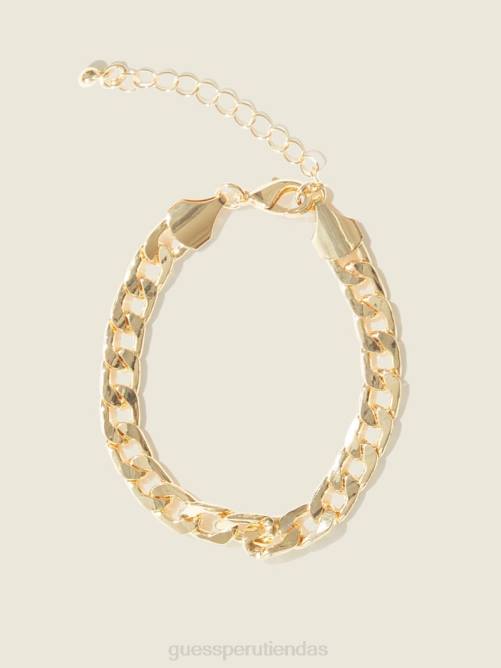 GUESS Pulsera de cadena barbada chapada en oro de 14k mujer 0P8X3867 oro plateado accesorio