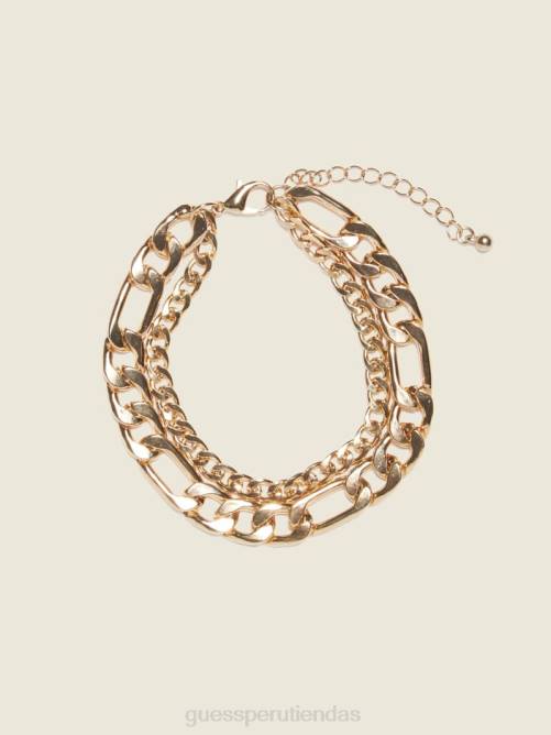 GUESS Tobillera con eslabones en capas chapada en oro de 14k mujer 0P8X3898 oro plateado accesorio