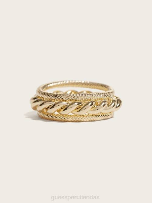 GUESS anillo trenzado en varios tonos mujer 0P8X3911 oro plateado accesorio