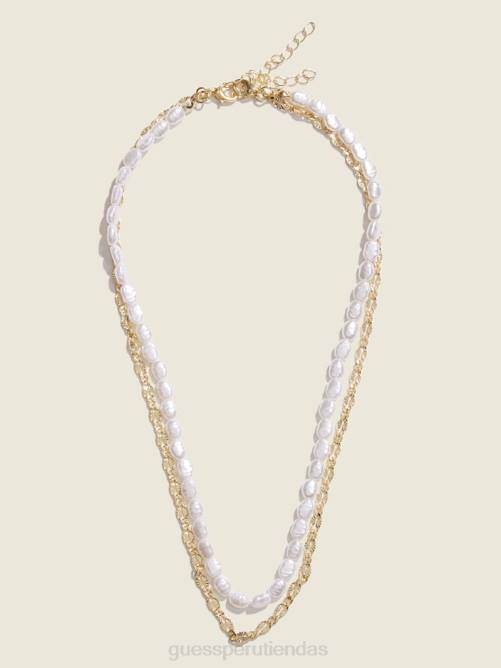 GUESS collar a capas de perlas de agua dulce mujer 0P8X3862 oro plateado accesorio