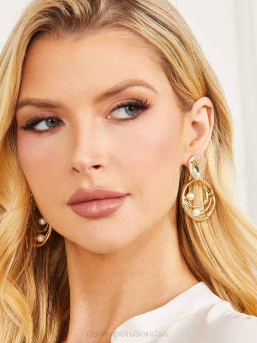 GUESS pendiente de aldaba orbital de perlas mujer 0P8X3860 oro accesorio
