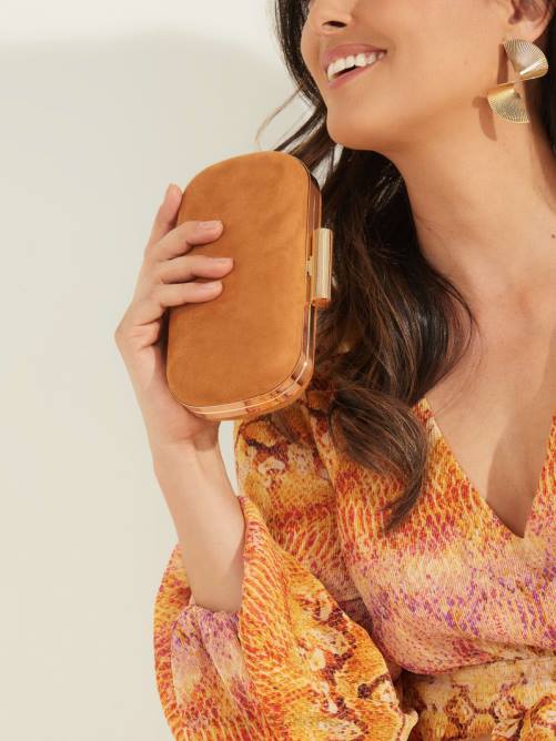 GUESS bolso de mano de cuero de gamuza mujer 0P8X3313 coñac bolsas